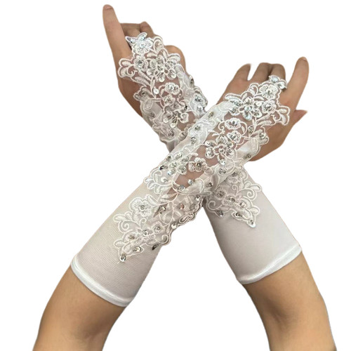 Wedding bridal gloves sequin - bridal,