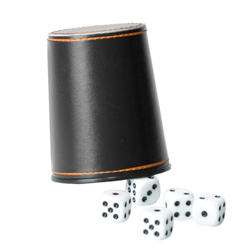 Leather dice cups with 5 - dice,