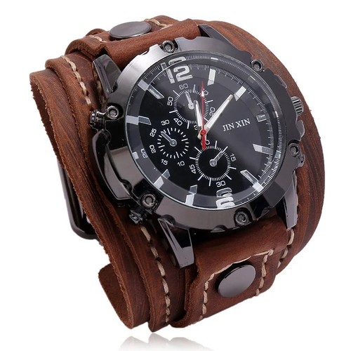 Wide leather watch - wide,