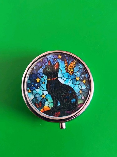 Metal pill box - featuring, black