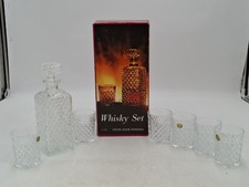 Bohemia Glass Whisky Set Decanter 6 Whisky Glasses Diamond Cut Lead Free Crystal
