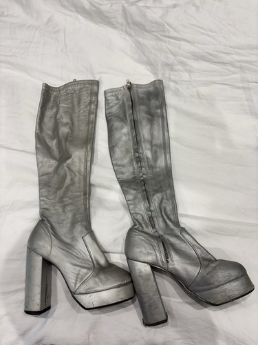 Vintage silver platform boots - vintage,