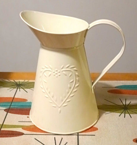 White metal jug - white, with