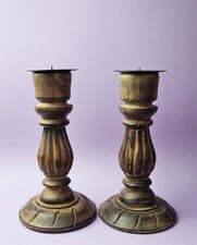 Pair Of Wooden Turned / Carved