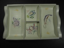 Poole Pottery 4 Section Hors D'oeuvres Serving Dish Tray Sea/Fish Food Detail