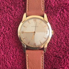 VINTAGE WITTNAUER 10K GOLD FILLED Bk&Ft MENS WATCH 33mm