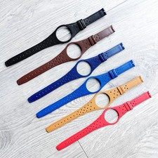 New Men's Leather Black Brown Blue Tan Red Strap Band For Omega Dynamic Watch