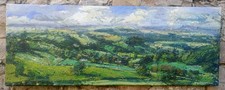 Swaledale,Panoramic OIL painting/Canvas 82x30cm SIGNED Yorkshire Dales.Plein air