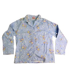 Warner Brothers Looney Tunes Tweety Bird Womens Button PJ Shirt Large Blue O8a
