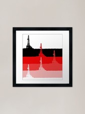 Oil drilling rigs red - -,