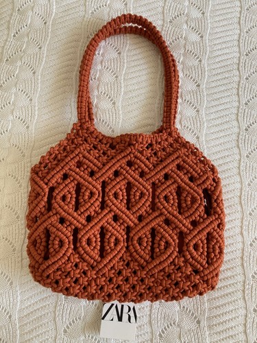 Zara orange macrame shoulder - macrame,