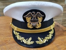 Us Navy Officer Visor Cap, US Navy Commander captain Rank Cap in White Cotton