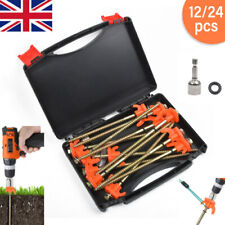 24x Screw In Heavy Duty Drill Top Ground Pegs In Case Awning Pegs Tent Pegs