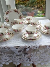 Duchess Bone China Pink & White Floral 21 Piece Tea Set