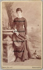 CDV LADY SIDE SADDLE HORSE RIDING HABIT CROP NAMED JOHNSTONE ANTIQUE PHOTO FRY