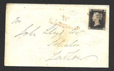 1840 cover with tied penny - with,