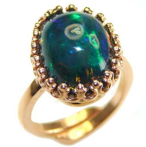 Natural black opal ring size - ring,
