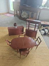 VINTAGE 1950's MARX DOLLHOUSE FURNITURE 8 PC DINING ROOM SET COMPLETE.