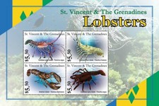 LOBSTERS Sea Marine Life Crustaceans Stamp Sheet (2020 St Vincent & Grenadines)