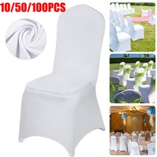 10/50/100x Chair Covers Dining Spandex Slip Seat Cover Wedding Flat Anniversary