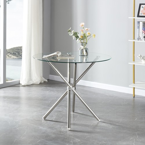Round glass home kitchen table - glass,