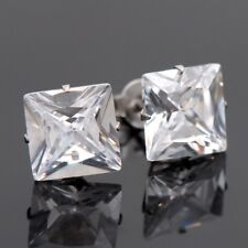 Pair of Earrings Men Women Steel New Silver Square Glamour 3mm 5mm 8mm