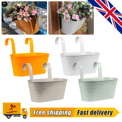 Oval metal plant flower pot - metal,