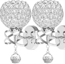 Crystal Pendant Wall Lamp Bedroom Aisle Living Room Modern Artistic Light E14 x2