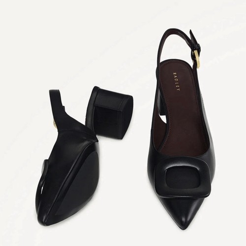 Radley black leather slingback - black,