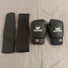 Warrior Fightwear Sparing Gloves & Shin Guards 6oz 5-7 Year Old Martial Arts
