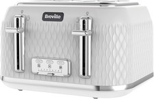 Breville 4 Slice Toaster VTT788 Curve WHITE 1650W Wide Slot Toaster SEE INFO!!!