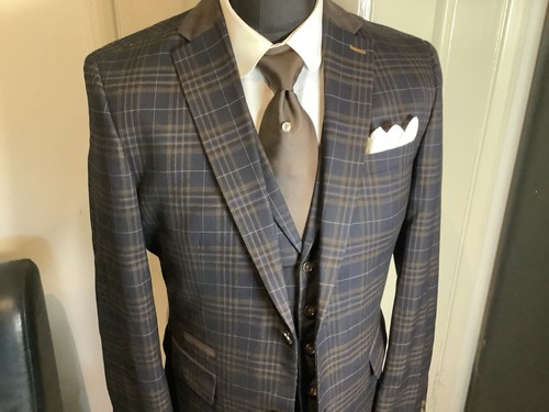 Mens three piece suit navy - three,