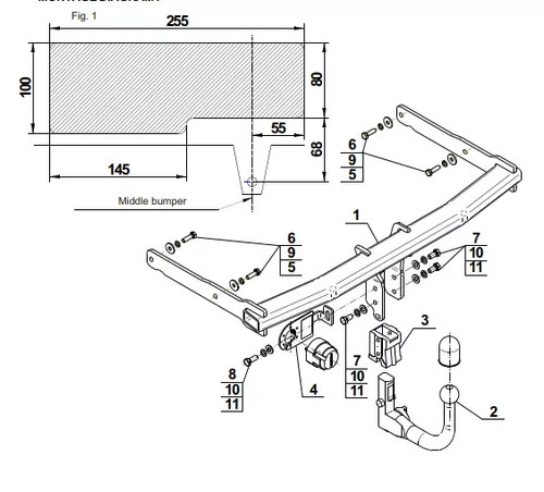 Detachable swan neck tow bar - neck,