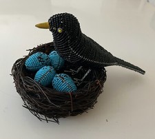 Blackbird nest eggs hand - blackbird,