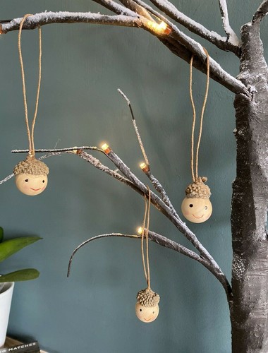 Set wood mini acorn heads - set, 6