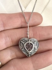 Vtg Heart Filigree Pink CZ 925