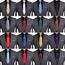 Mens Tie Gift Box Set Present Necktie Wedding Plain Hanky Cufflinks Ties Clip UK