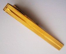 N991) Vintage Stratton Gold Tone Tie Clip Bar Textured etched Pattern