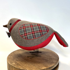 Robin Fabric Ornament Large Standing Christmas Decoration Country Bird 35 x 23cm