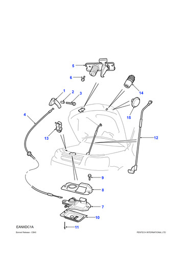 Land rover bonnet release - rover,
