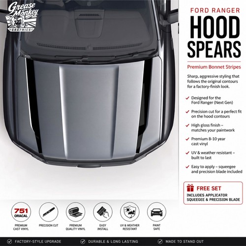 Ford ranger hood spear decals - ranger,
