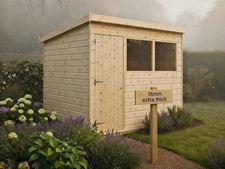 Wooden pent garden shed - garden,