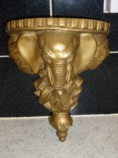 Cherie Newmark's Vintage Gold Elephant Head Wall Hanging Planter