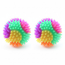 Set of 2 Spiky LED Flashing Bouncy Ball 7CM Christmas Party Bag Fillers Kids Toy