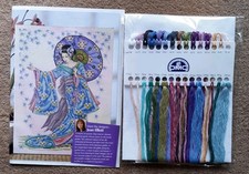 JOAN ELLIOTT BLOSSOM SPLENDOUR GEISHA CROSS STITCH KIT WITH BEADS + KREINIK