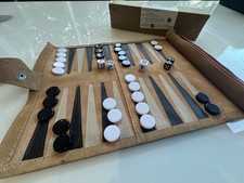 Backgammon Set - Roll-Up Travel Set - Genuine Leather - NEW