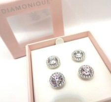 2 Pairs of Sterling Silver Diamonique Stud Earrings - New in box
