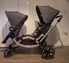 ABC Design Zoom Double Pram, Asphalt.. Never Been Outside. 2 Seats, 2 Raincovers