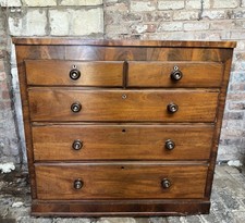 Antique Wooden Chest Of Drawers Veneer Top Tall Boy Large 