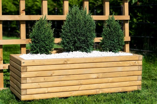 Large long wooden planter - large,